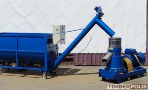 Peletovaci lis dřevěných pilin 7,5 kW + mini šnek.